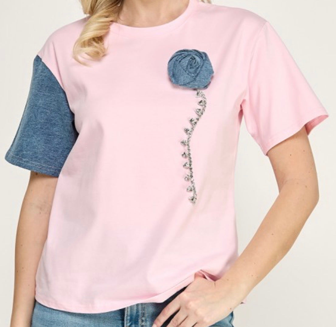 Denim and pink Shirt