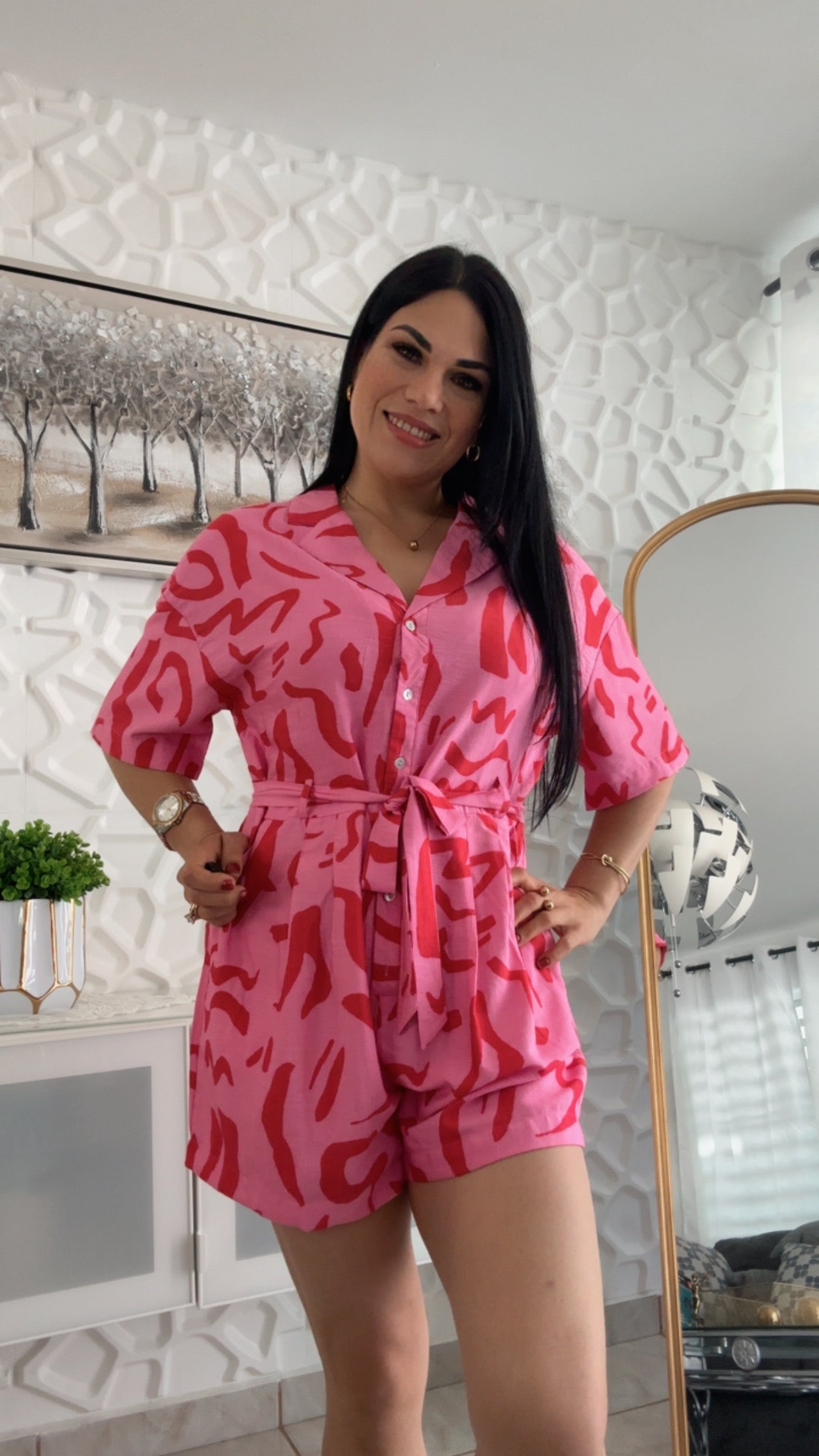 PINK AND RED SHORT ROMPER