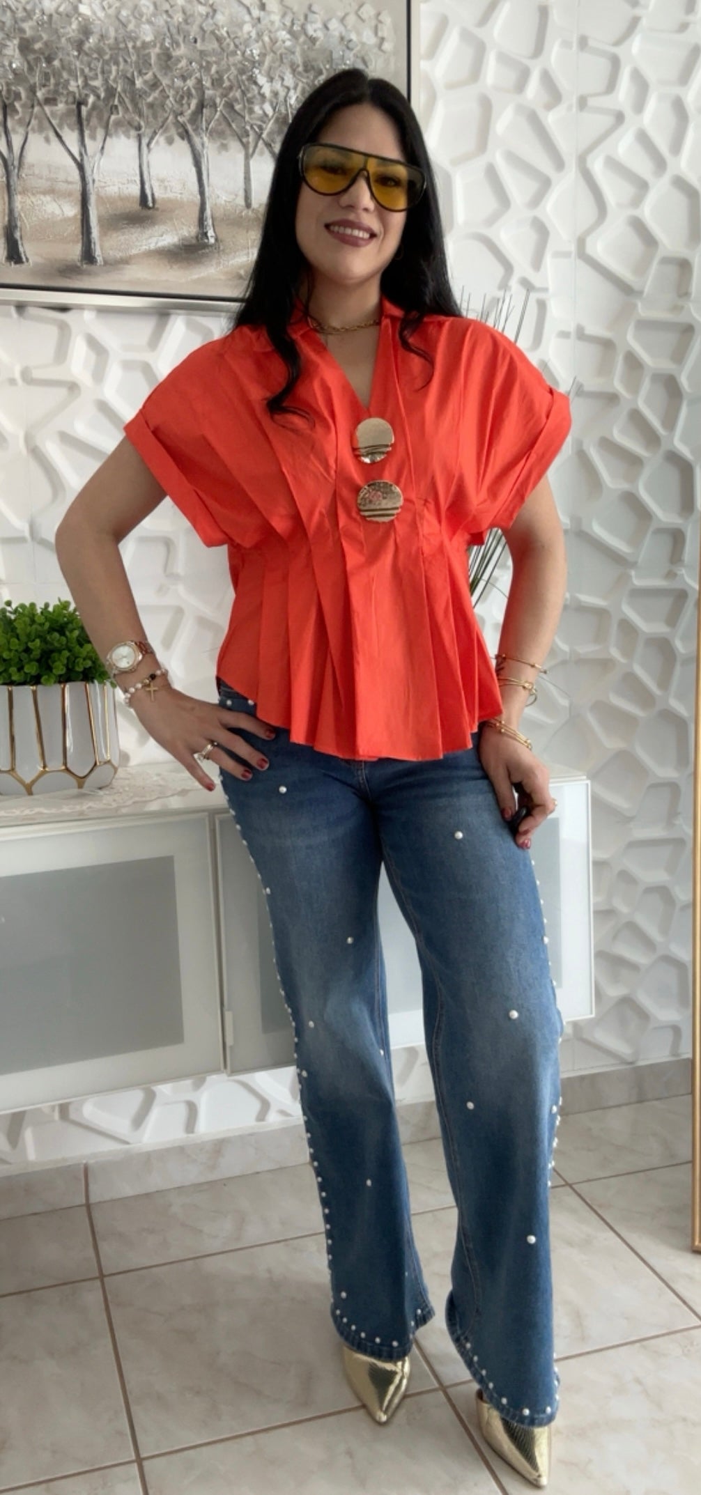 Orange Top With Gold