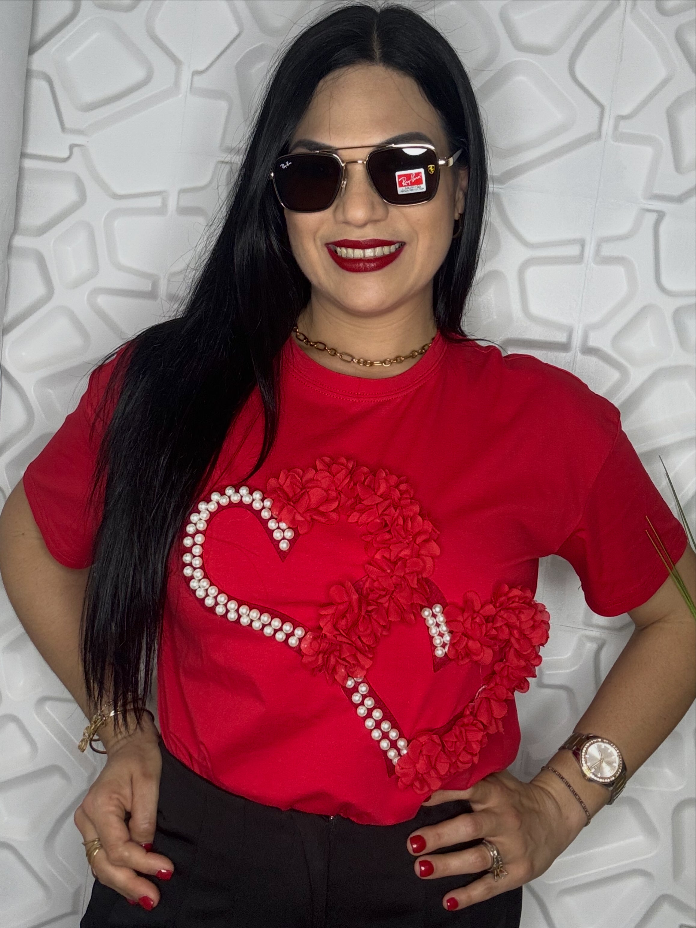 Tshirt Hearts Red