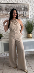 Halter Neck Jumpsuit Natural