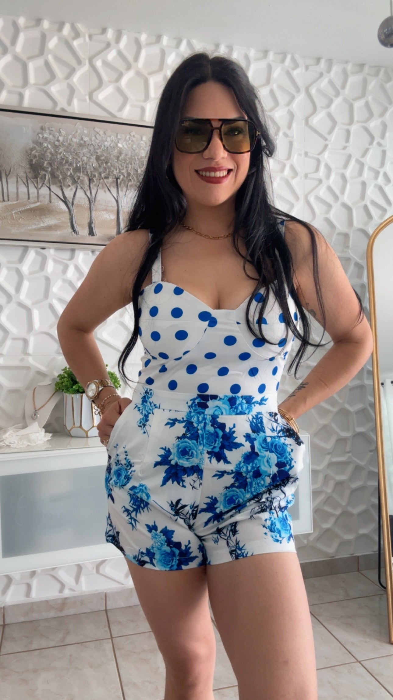 Polla Dot Blue Romper