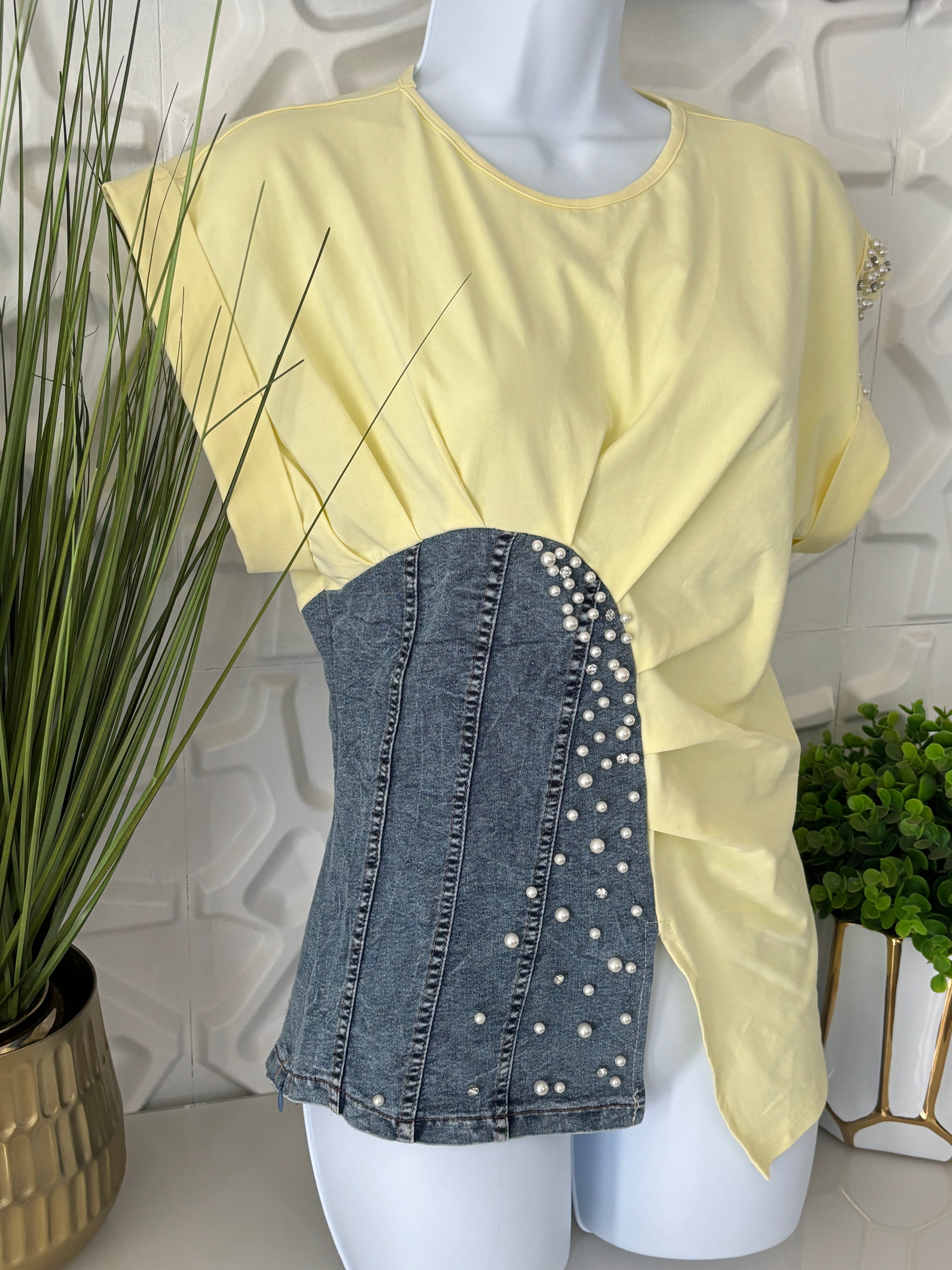 Yellow and Denim Shirt