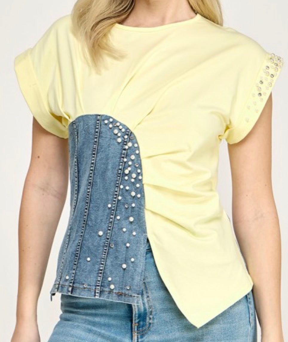 Yellow and Denim Shirt